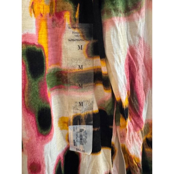 Simply Vera Vera Wang Womens Medium Multicolor Printed Long Sleeve Knit Top - Picture 6 of 7